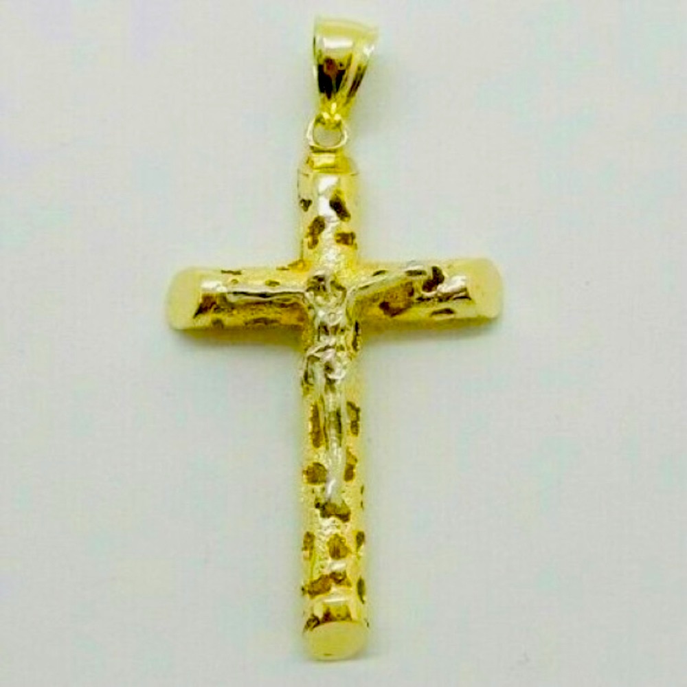 14k Two Tone Gold Cross Pendant